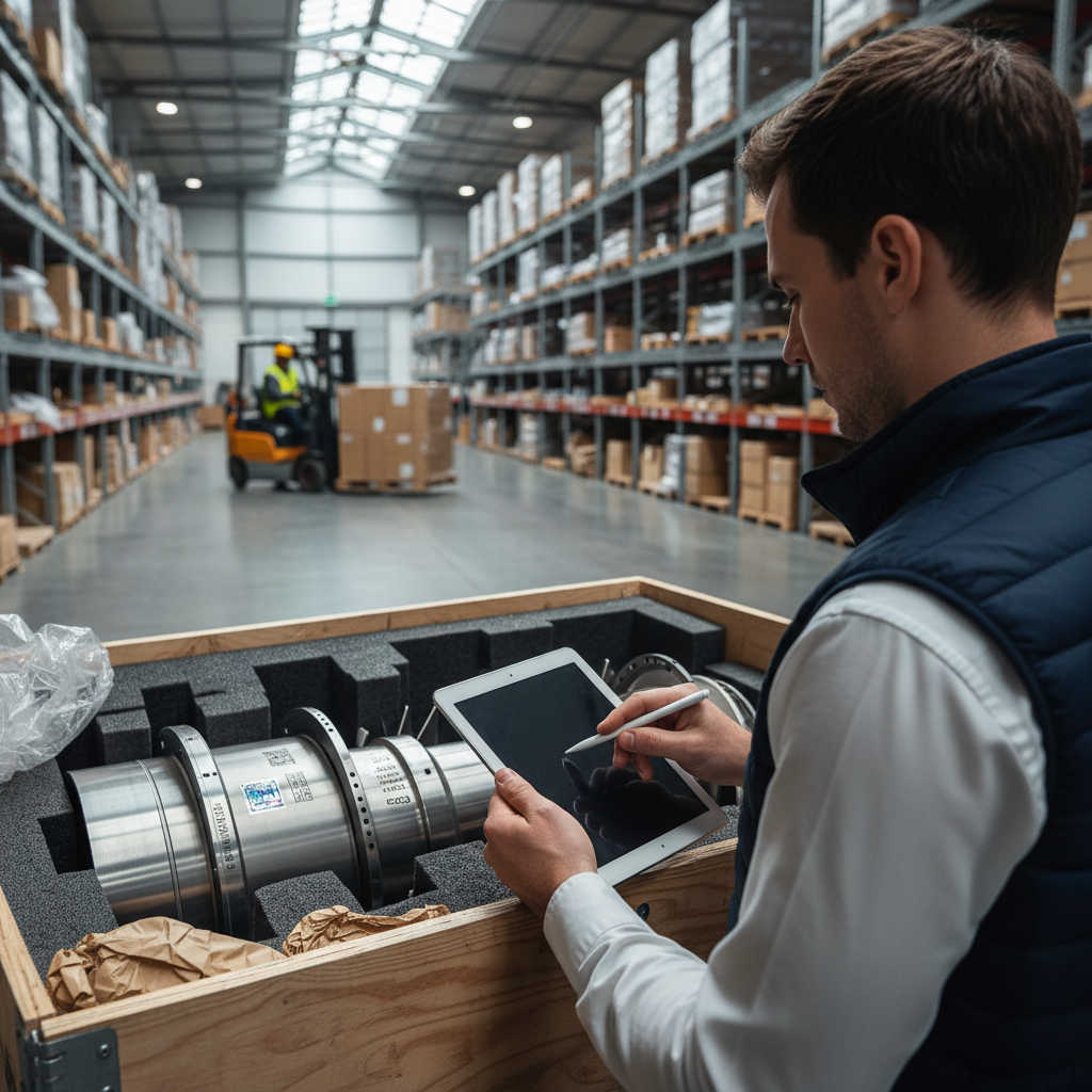AS 9120 certification process audit — An over-the-shoulder perspective of a meticulous auditor wearing a navy blue vest and holding a sleek tablet, as they in